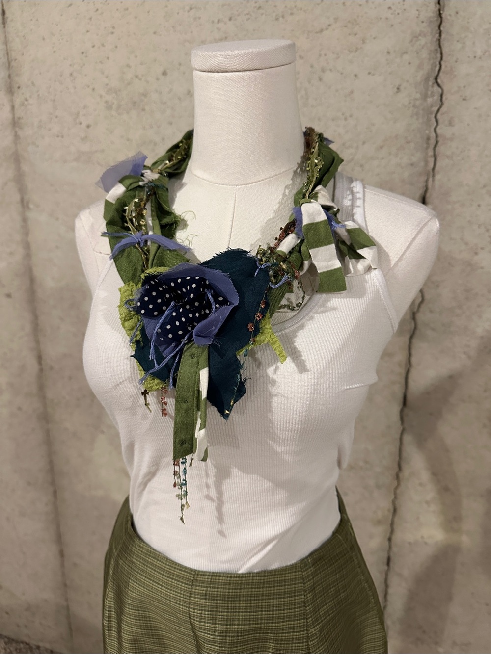 Handmade Textile Statement Necklace Boho Eclectic